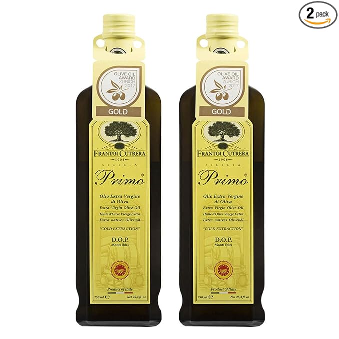 Frantoi Cutrera Primo Cold Extracted Italian Extra Virgin Olive Oil Cold Pressed Polyphenol Rich Olive Oil Authentic Certified DOP Sicilian EVOO Imported From Italy 25.4 fl oz (Pack of 2)