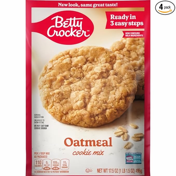 Betty Crocker Cookie Mix Oatmeal 17.5 oz (Pack of 4)