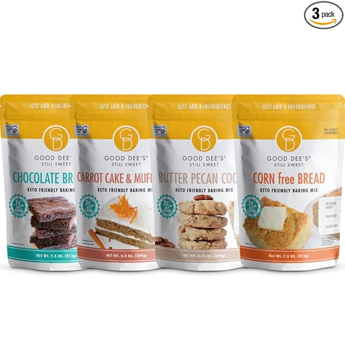 Keto Best Sellers - Chocolate Brownie Mix Carrot Cake &amp Muffin Mix Butter Pecan Cookie Mix Corn Free Bread Mix