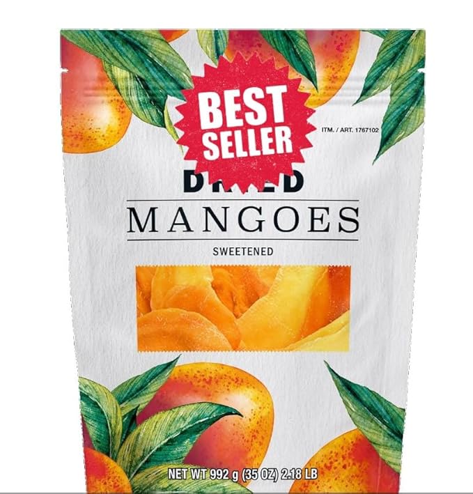 KS DRIED SWEET MANGOES 35OZ Sweetened Soft &amp Chewy Tropical Fruit Snack Fat Free Lightly Sweetened with Mango Sugar &amp Citric Acid Contains Sulphites for Freshness