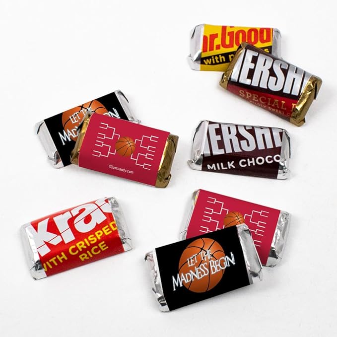 100ct Basketball Party Favors Wrappers for Miniatures Let the Madness Begin (100 Count) - Red - Candy Not Included