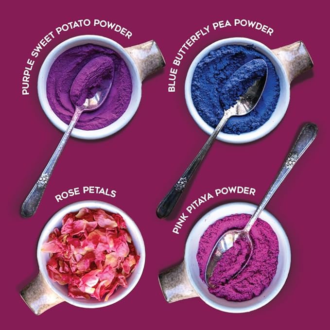 Suncore Foods – Better Together Favorites Starter Bundle 4 Pack – 3 Powders (Blue Pink &amp Purple) &amp Rose Petals Bloom