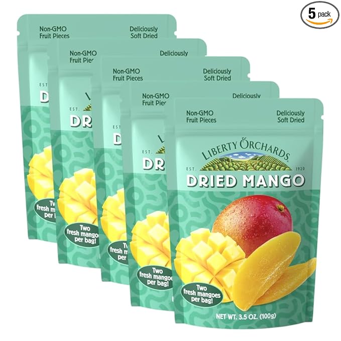 Liberty Orchard Organic Dried Mango - Naturally Sweet Fruit Snacks for Healthy Digestion &amp Busy Lifestyles - Sof Dried Two Fresh Mangos - Healthy Snack Ideal for Recipes &amp On-the-Go Energy - 5