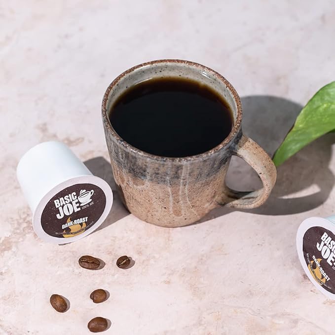 Basic Joe Dark Roast Coffee Pods - 80 Count | Bold Single Serve K-Cup Compatible Pods | 100% Arabica | Strong Morning Coffee | Made in USA