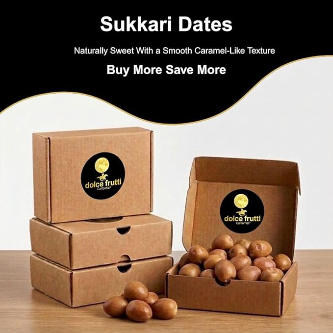 Dolce Frutti Sukkari Dates – Premium Soft &amp Naturally Sweet No Added Sugar 100% Organic &amp Flavorful High Fiber Healthy Snack for Kids and Adults. Perfect for Cooking Baking &amp Smoothie