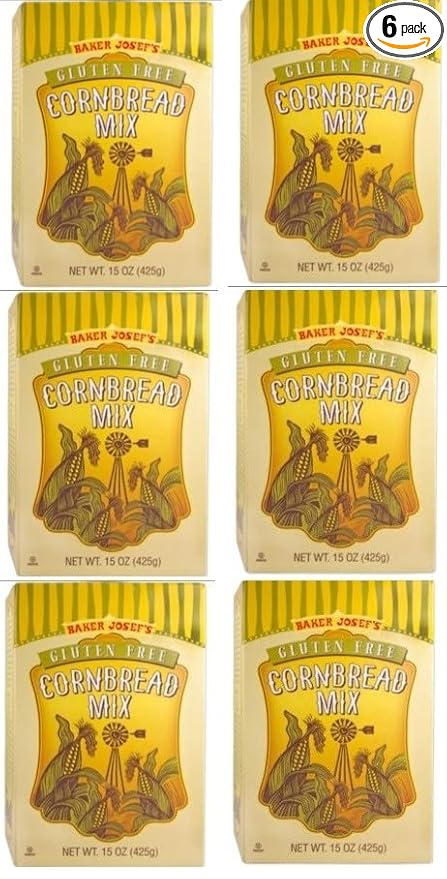 Gluten Free Cornbread Mix by Baker Josefs - 15 Oz Box - Pack of 6