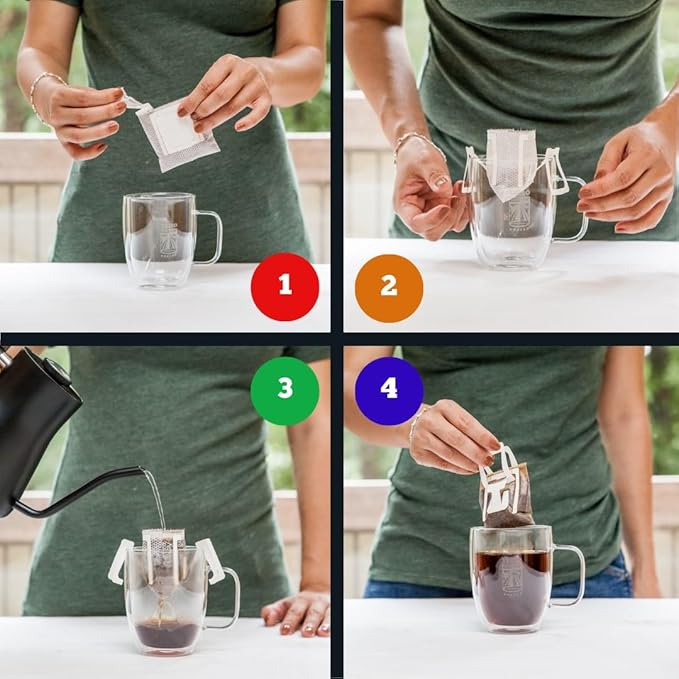 Tribo Coffee Single-Serve Portable Pour Over Drip Coffee - Ethiopia Guji Natural - 5 Servings (Light Roast)