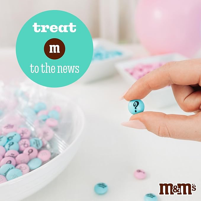 M&ampM'S World Gender Reveal Favors Milk Chocolate Candy .75oz 20 Pack Bag with Light Blue and Pink M&ampM'S for Baby Showers Gender Reveal Events and Party Giveaways
