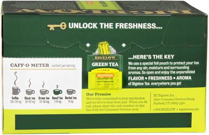 Bigelow Tea Decaffeinated Tea - Green Tea with Lemon - Case of 6 - 20 BAG
