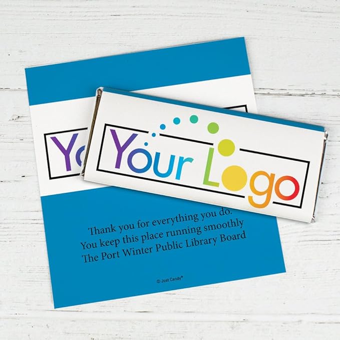 50ct Promotional Products Add Your Logo Personalized Wrappers for Candy Bars - Royal Blue - Candy Not Included
