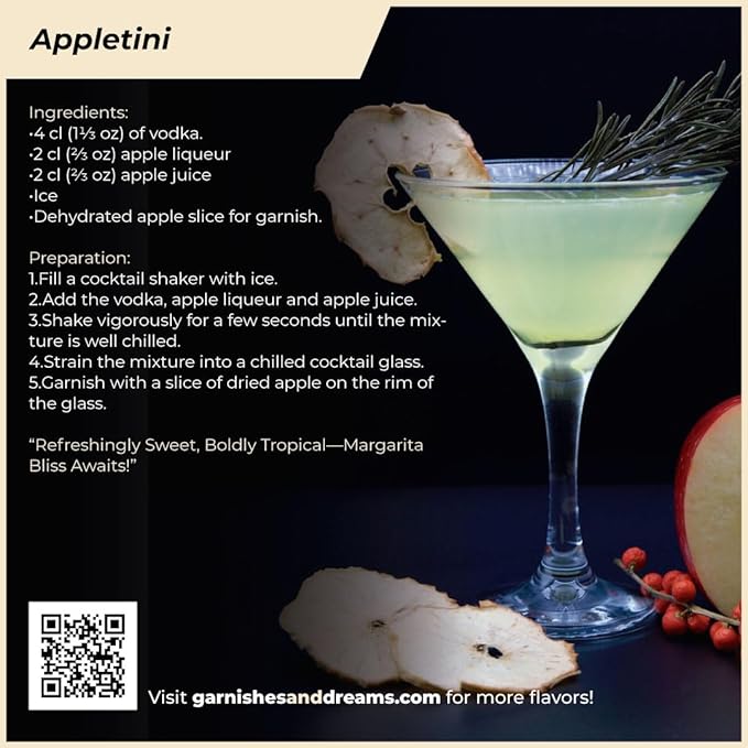 Garnishes &amp Dreams Dehydrated &amp Dried Apple Slices (5.5oz) – Natural Fruit for Cocktails Mixology Desserts &amp Healthy Snacking No Sugar Added Edible Dried Fruit for Baking &amp Drinks
