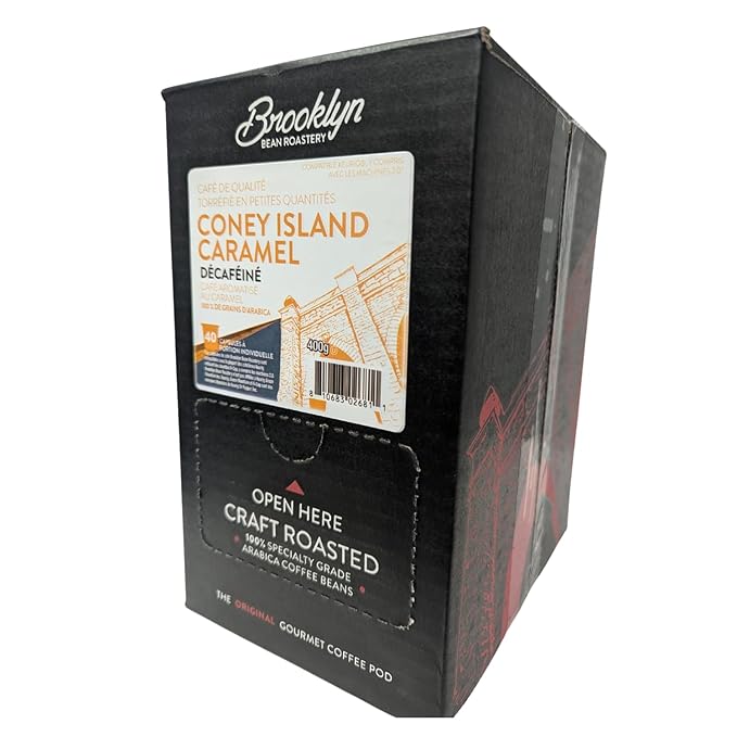 Brooklyn Beans Coffee Pods Coney Island Caramel Decaf - Compatible with Keurig K Cup Brewers Including 2.0 Machines 40 Count Creamy Caramel Flavor