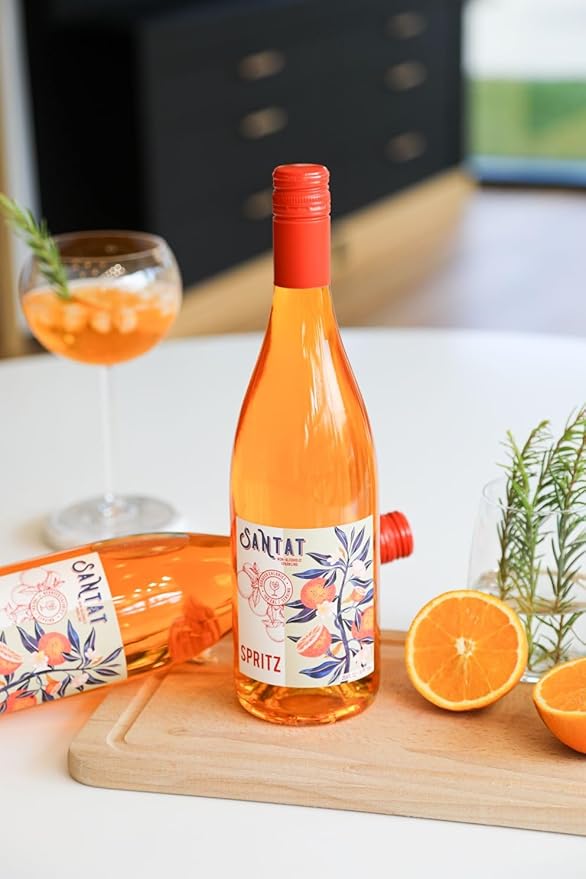 Santat Spritz | Sparkling Orange Bitter Apéritif Inspired by The Mediterranean | 0% ABV Non-Alcoholic Ready to Drink | 750ml | Imported from France (Pack of 6 152.4 Fl Oz)