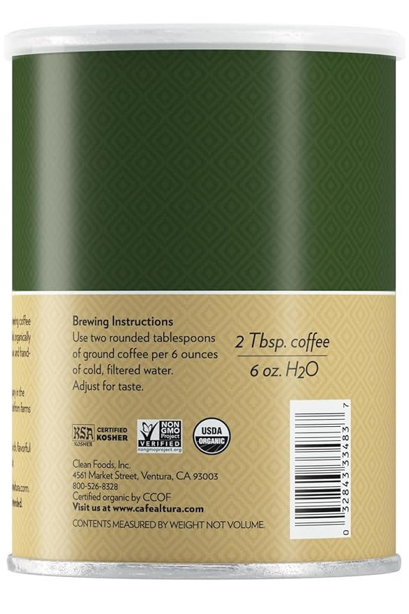 Cafe Altura Ground Organic Coffee French Roast 12 oz Can (Pack of 3)