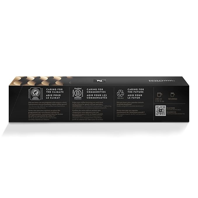 Nespresso Capsules Vertuo Golden Caramel Medium Roast Coffee 30 Count Coffee Pods Brews 7.8oz.