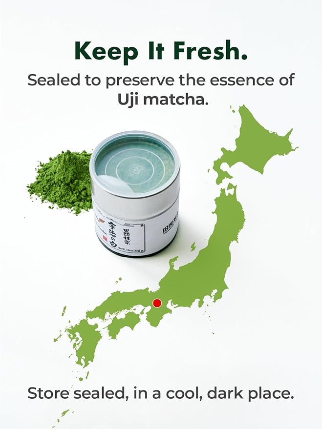 TAGASHIRA CHAHO Uji no Shiro Uji Matcha Green Tea Powder (30g/1.06oz) - First Harvest Stone Milled Authentic Ceremonial Grade 100% Product of Japan