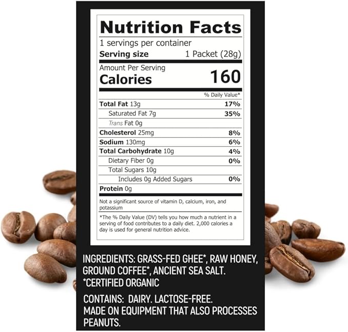 Hunghee Ancestral Energy Coffee Crunch Pack | Organic Grass-Fed Ghee &amp Raw Honey Blend | Animal-Based Energy Boost for Athletes | Hiking Cycling Running Backpacking | Healthy Snack (Pack of 24)