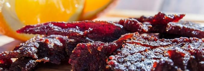 Sweet Citrus Teriyaki Grass Fed Beef Jerky - 100 Calorie Snacks Gourmet Healthy Low Carb High Protein - Keto Friendly &amp Gluten Free (3 Packs)