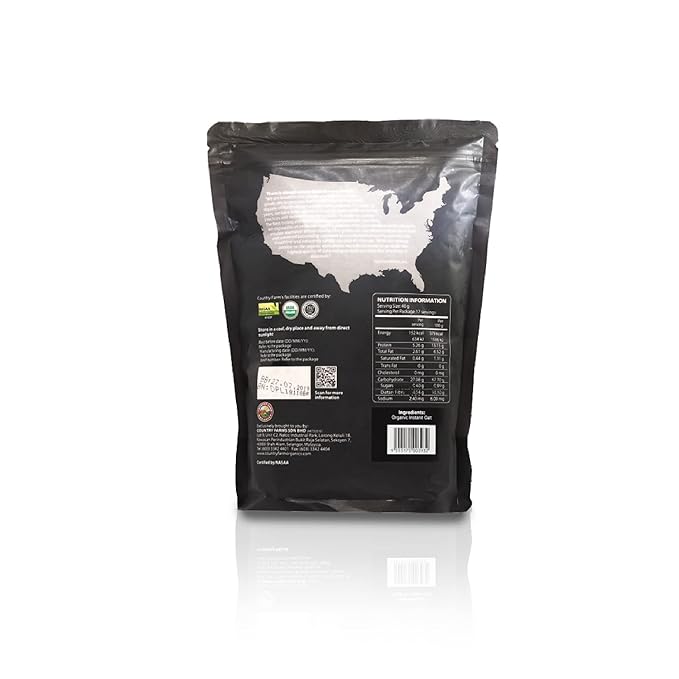 Country Farm Premium Organic Instant Oats 500g [Import from USA]. High Fiber &amp Protein Content Helps Promote Weight Loss. Ready-To-Eat in 5 Minutes. Great For Daily Breakfast. 8 Packs