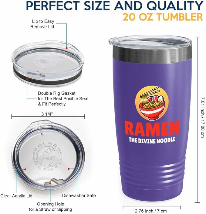 Ramen Lover Purple Edition Viking Tumbler 20oz - The divine noodle - Food Lovers chicken pumpkin vegan pantry spicy noodles