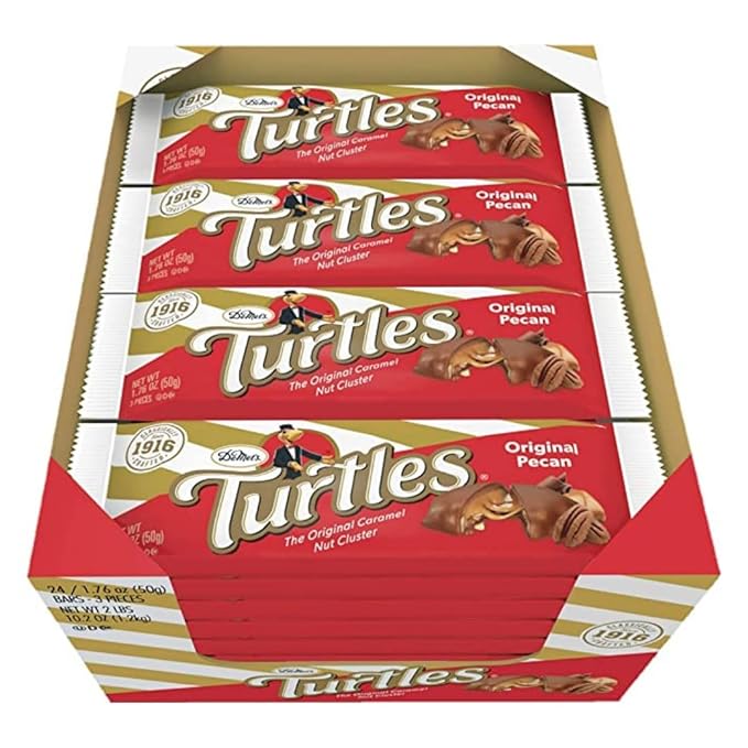 DeMet's Turtles Milk Chocolate Caramel Nut Cluster Bar (1.76 Ounce 3-Piece Bar 24 Count) Perfect Grab-N-Go Snack or Sit &amp Savor