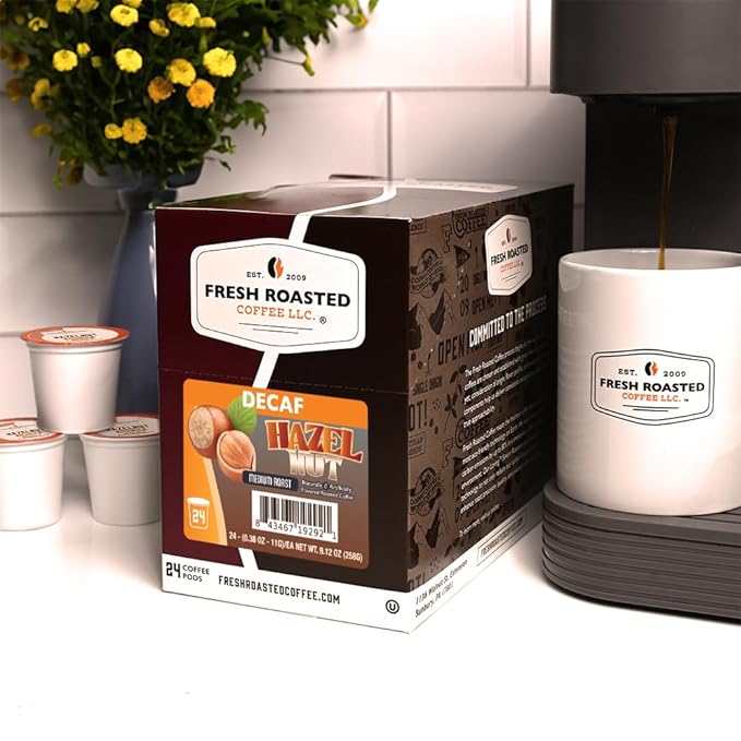 Fresh Roasted Coffee Decaf Hazelnut Flavored Coffee Pods 72 Count