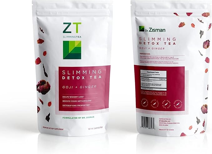 Dr. Zisman ZT Slimming - Goji-Ginger Herbal Tea Blend - Tea with Goji Berries &amp Ginger Root for a Refreshing Flavor - 30 Day Wellness Blend (30 Servings)