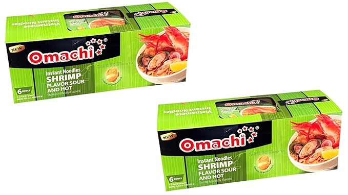 Asia Style Instant Noodles (2 CASE SET OMACHI SHRIMP SOUR AND HOT NOODLES)