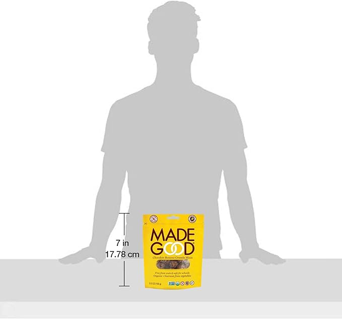 MadeGood Chocolate Banana Granola Minis 6 Pouches (3.5oz/Each) Wholesome and Delicious Bite-Sized Snacks Organic Made with Allergy Friendly Ingredients Ideal for School Safe Lunches and Snacks