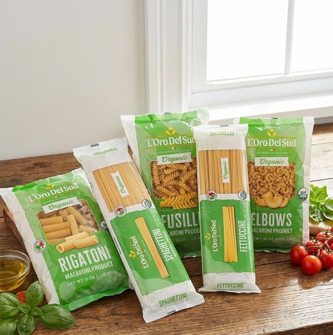 Organic Fusilli Pasta 100% Durum Wheat Italian Pasta Premium Quality Product of Italy (4 pack x 16 Oz) Non GMO Vegan Kosher Certified by L'Oro del Sud