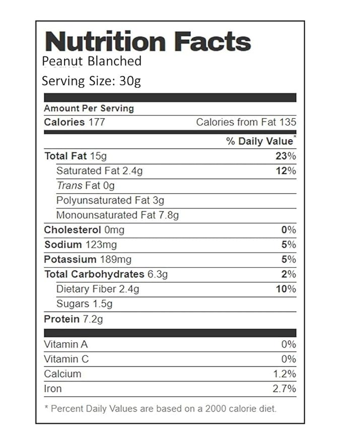 Aiva Blanched Peanuts Skinless Blanched Raw Uncooked Gourmet Quality Nut USA Grown 5 LB