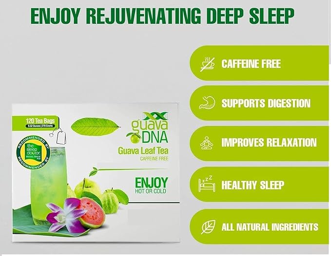 GuavaDNA Guava Leaf Tea Individually Wrapped Teabags by MATCHA DNA | 100% Pure Guava Leaves Nothing Else Added (120 Teabags)