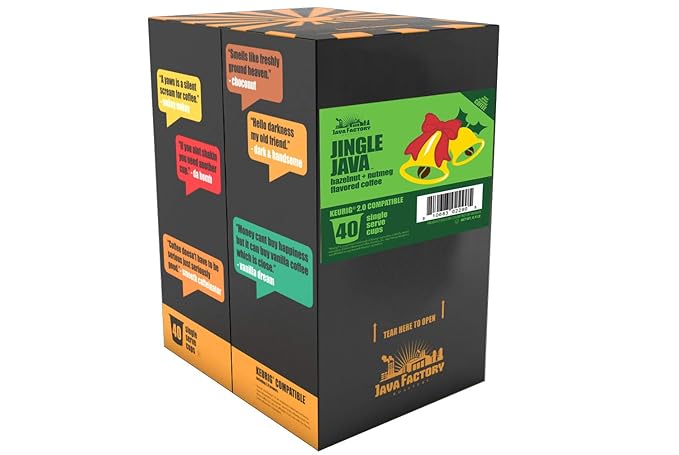 Java Factory Coffee Pods Hazelnut and Nutmeg Coffee for Keurig K-Cup Brewers Jingle Java 40 Count
