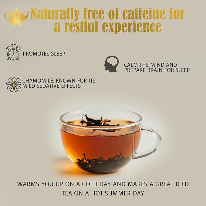 Egyptian Chamomile Tea Organic Loose Leaf Herbal Tea – Cozy Calming – Supports Stress Relief Relaxation &amp Sleep – 4 oz Resealable Bag (Makes 50 Cups) – The Elegant Elephant