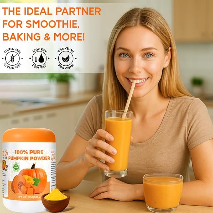 21OZ Natural Canned Pumpkin Powder - 100% Pure Vegetable Powder No Added Sugar &amp High in Fibre Pumpkin for Juice Smoothie Baking Pie Soup