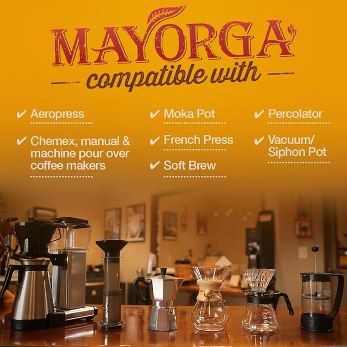 Mayorga Organic Coffee 5lb Mayan Blend - Medium Roast Whole Bean Coffee Specialty Grade 100% Arabica Slow Roasted Chocolate and Floral Flavor with Low Acidity - USDA Organic Non-GMO Kosher