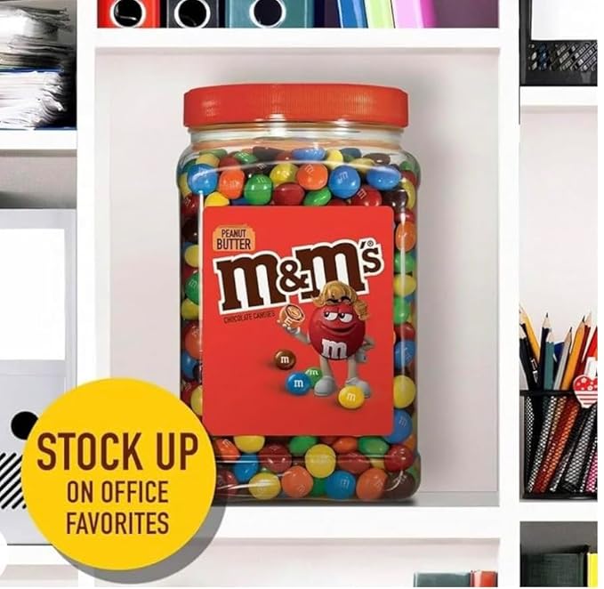 M&ampMS Bulk (M&ampMS) Peanut Butter Milk Chocolate (2 Packs) Candy Jar | (110 oz) Chocolate candies for Valentines