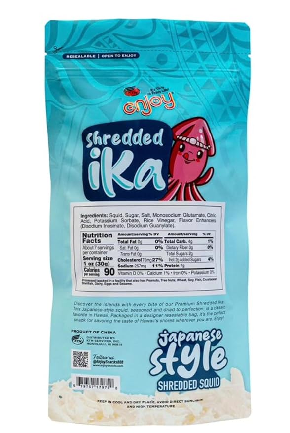 Enjoy Shredded Ika Cuttlefish Squid Hot or Regular (Shredded Ika 12 oz)