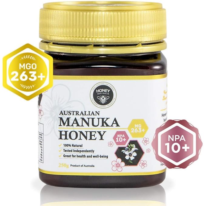 Honey Australia Manuka Honey MGO 263+ | 8.8 oz | Raw Organic Pure Honey for Daily Wellness &amp Energy | Natural Sweetener &amp Health Boost | Rich in Nutrients Delicious Creamy Flavor
