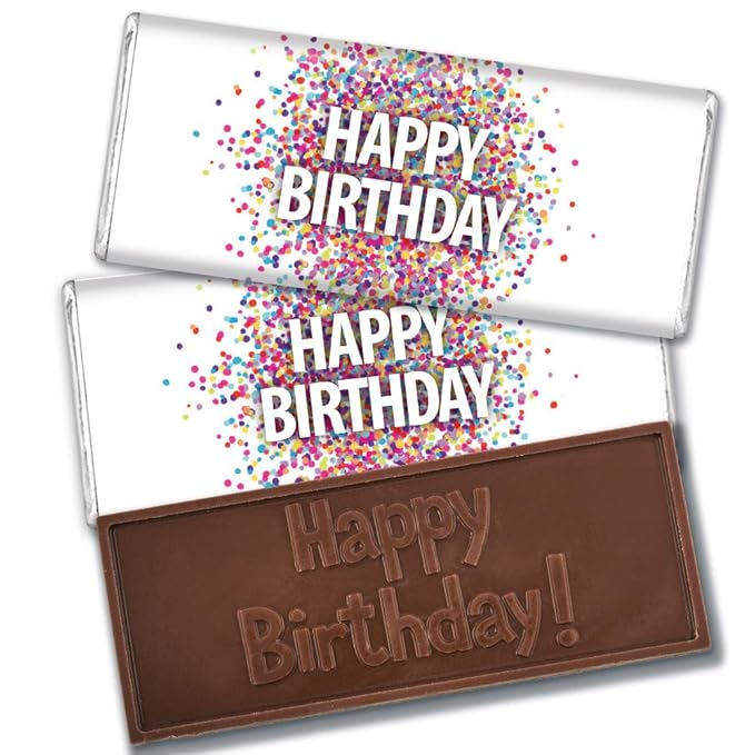 36 Pcs Happy Birthday Candy Party Favors in Bulk Wrapped Belgian Chocolate Bars