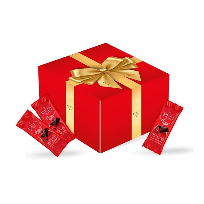 RED Delight®™ 100 Piece Chocolate Gift Box (100 Piece Gift Box w/Bite Size Bars +14 Plush Bear Dark Chocolate)