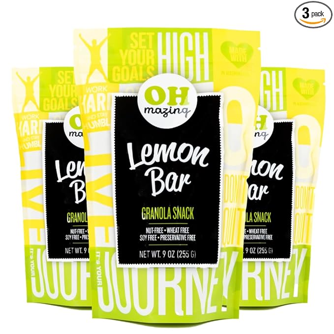 Oh-Mazing Granola Snack Gluten-Free Nut-free No Soy No Preservatives Small Batch 3 Count 9 oz Bags (Lemon Bar)