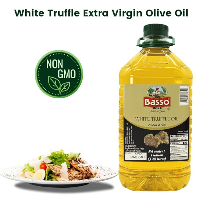 BASSO 1904 - White Truffle Oil Bulk 1 Gallon (3.785 liters) Product of Italy Non-GMO