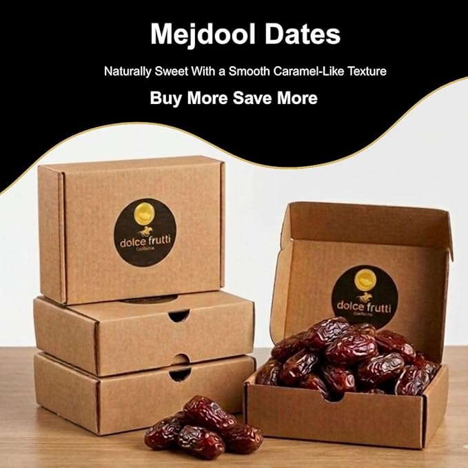Dolce Frutti's Organic Medjool Dates Grown in California–Jumbo Soft and Naturally Sweet Non-GMO Rich in Fiber Antioxidants (16Lbs (8 Pack of 2Lbs Each))