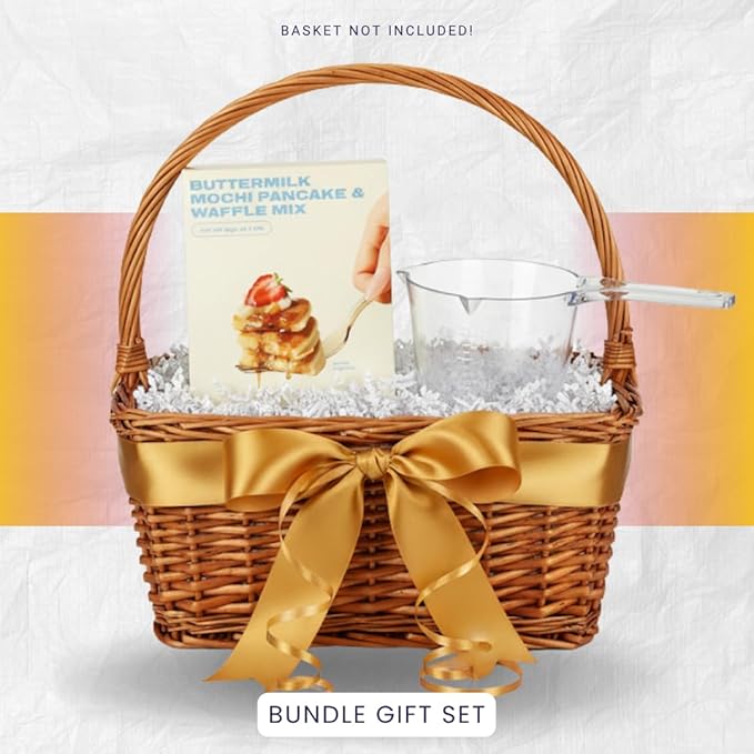 Butter Milk Pancake – 3x Buttermilk Mochi Pancake and Waffle Mix – 14.2OZ Bundle with 1 Cup Plastic Clear Measuring Cup – Rice Flour Blend with Buttermilk for Pancakes and Waffles – Gift Set (4 Items)