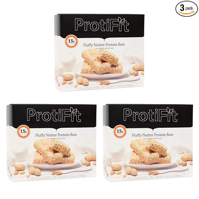 3 Box Value Pack (21 Servings) Proti Fit VLC - Fluffy Nutter Low-Carb 15g Protein Diet Bar - High Fiber Weight Loss Snack/Post Workout Protein Bar Bar - Gluten Free