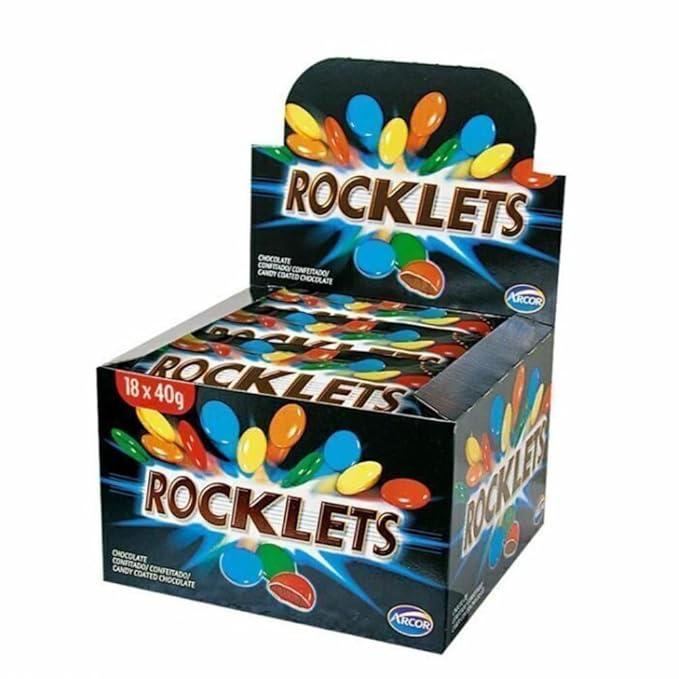 Rocklets Classic Colorful Chocolate Candy Shells From Agentina 40 g / 1.41 Oz (18 Units Per Box)