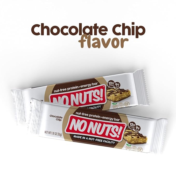 No Nuts! Chocolate Chip Protein Bars 100% Nut-Free &amp School-Safe | 12g Plant Protein Vegan Gluten-Free Non-GMO Organic Kosher | 12 Count