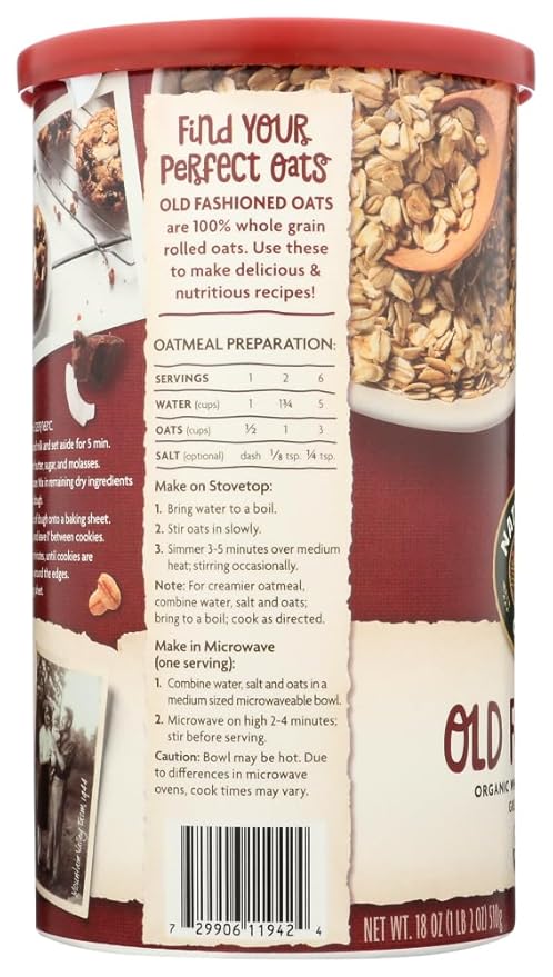 COUNTRY CHOICE ORGANICOrganic Oven Toasted Old Fashioned Oats 18-Ounce Canisters (Pack of 48)