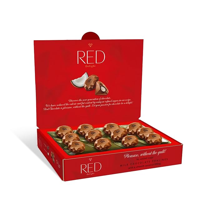 RED Delight®™ Milk Chocolate Diamond Truffles - with Coconut Filling (3 Boxes (4.66 OZ EACH))
